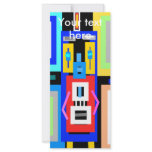 Retro blue yellow black grey green robot man rack cards