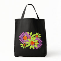 Retro Boho Crazy Daisy Dazy "Flower Power" Tote Canvas Bag