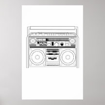 Retro Boom box/Ghetto Blaster T-shirt Posters