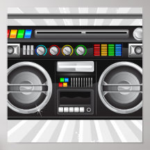 retro boombox ghetto blaster graphic print