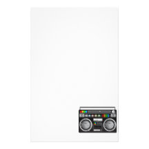 retro boombox ghetto blaster graphic customized stationery