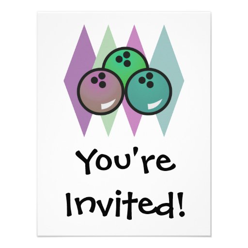 retro bowling balls design personalised invitation