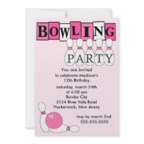 Retro Bowling Birthday Party Invitation