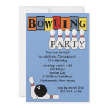 Retro Bowling Birthday Party Invitation