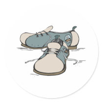 retro bowling shoes design round stickers