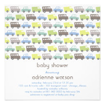 Retro Boys Toys Transport Baby Shower Invitation