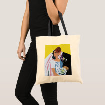 Retro Bride and Groom, You May Now Kiss the Bride Canvas Bag
