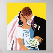 Retro Bride and Groom, You May Now Kiss the Bride Posters