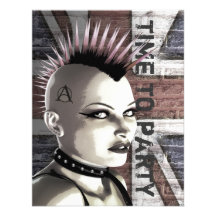 Retro British Punk Fashion Small Size Invitations