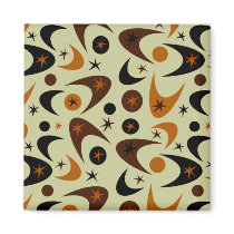 Retro Brown & Black Starburst Boomerang Fridge Magnet