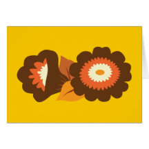 Retro Brown Flowers Greeting Cards