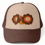 Retro Brown Flowers hats