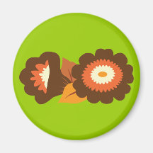 Retro Brown Flowers Magnets