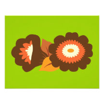 Retro Brown Flowers Personalised Invites