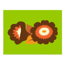 Retro Brown Flowers Post Card