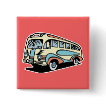 retro bus motor coach pinback button