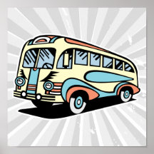 retro bus motor coach posters