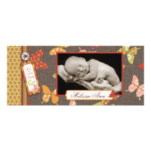 Retro Butterflies Tall Announcement Card