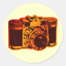 retro camera round stickers