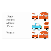 Retro Camping Trailer Turquoise Orange Vintage Car Business Cards