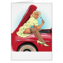 Retro Car and Model Greeting Card