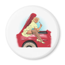 Retro Car and Model Fridge Magnet