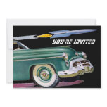 Retro Car & Rocket Birthday invitations