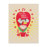 Retro Card for Valentines Day Bee mine Post Cards
