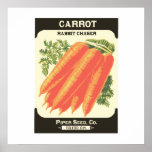 Retro Carrot Seed Packet Poster Print Rabbit