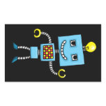 Retro cartoon blue robot stickers