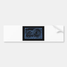 Retro Cassette Black and Blue Bumper Sticker