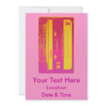 Retro Cassette Tape Design in Pink & Yellow Personalized Invitations