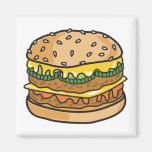 retro cheese hamburger fridge magnets
