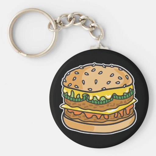 retro cheese hamburger key chain