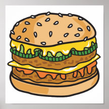 retro cheese hamburger print
