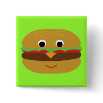 Retro Cheeseburger Pinback Buttons
