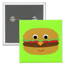 Retro Cheeseburger Pinback Buttons