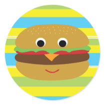 Retro Cheeseburger Round Stickers
