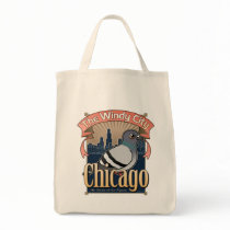 Retro Chicago Pigeon Canvas Bags
