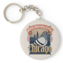 Retro Chicago Pigeon Key Chains