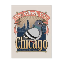 Retro Chicago Pigeon Postcards
