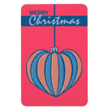 Retro Christmas Balls heart red Premium Magnet