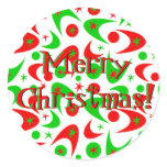 Retro Christmas Boomerangs Round Stickers