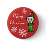 Retro Christmas Elf Button