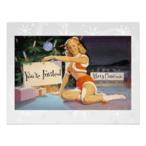 Retro Christmas Pin Up invitations