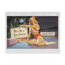 Retro Christmas Pin Up Post Cards