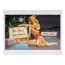 Retro Christmas Pin Up postcards