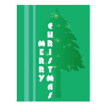 Retro Christmas Tree Design Post Cards