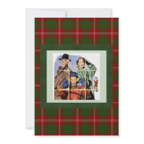 Retro Christmas Window Scene on Plaid