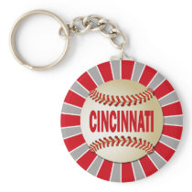 RETRO CINCINNATI BASEBALL KEYCHAIN